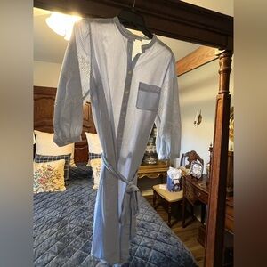 LOFT Blue Striped Shirt Dress